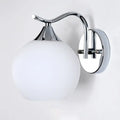 Modern chrome glass wall lamp for bedroom with frosted white shade