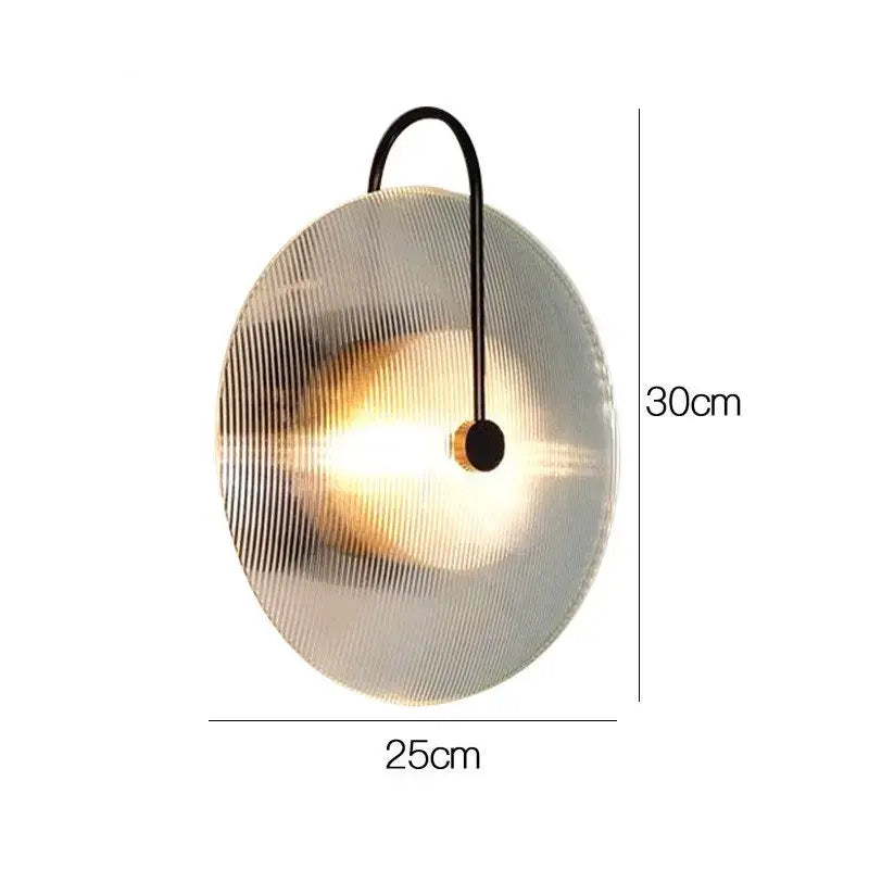 Minimalist black ribbed glass wall lamp for bedroom lighting