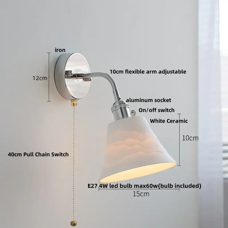 Modern chrome and glass wall light fixture bedroom adjustable sconce