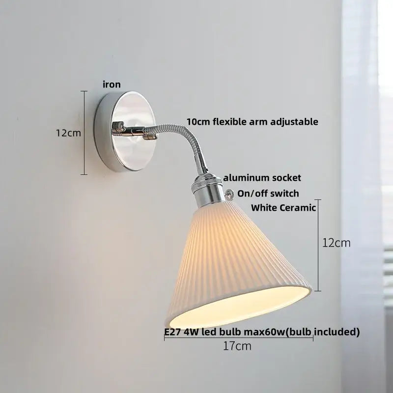 Modern chrome and glass wall light fixture bedroom adjustable sconce