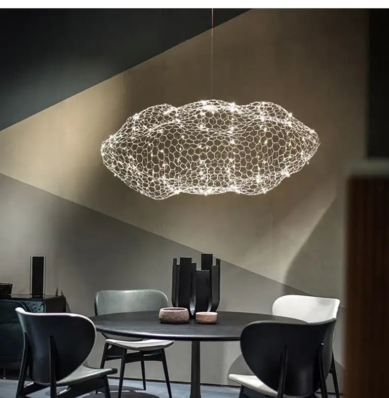 Modern gold mesh cloud pendant lights – dining room led lighting