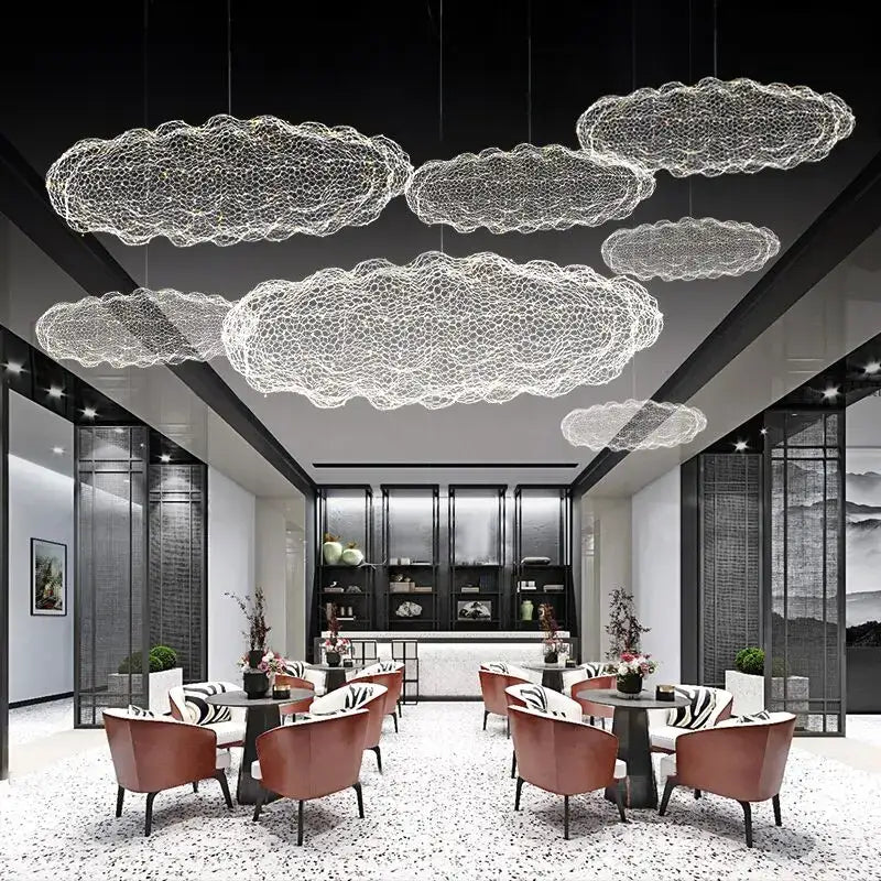 Modern gold mesh cloud pendant lights – dining room led lighting