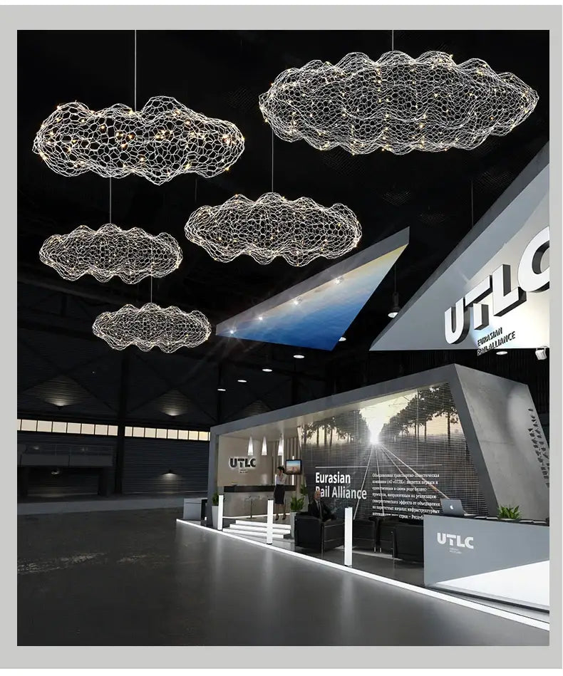 Modern gold mesh cloud pendant lights – dining room led lighting