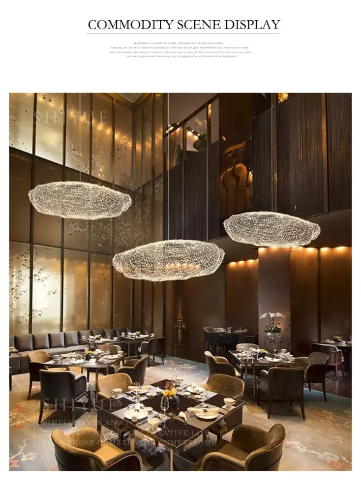 Modern gold mesh cloud pendant lights – dining room led lighting