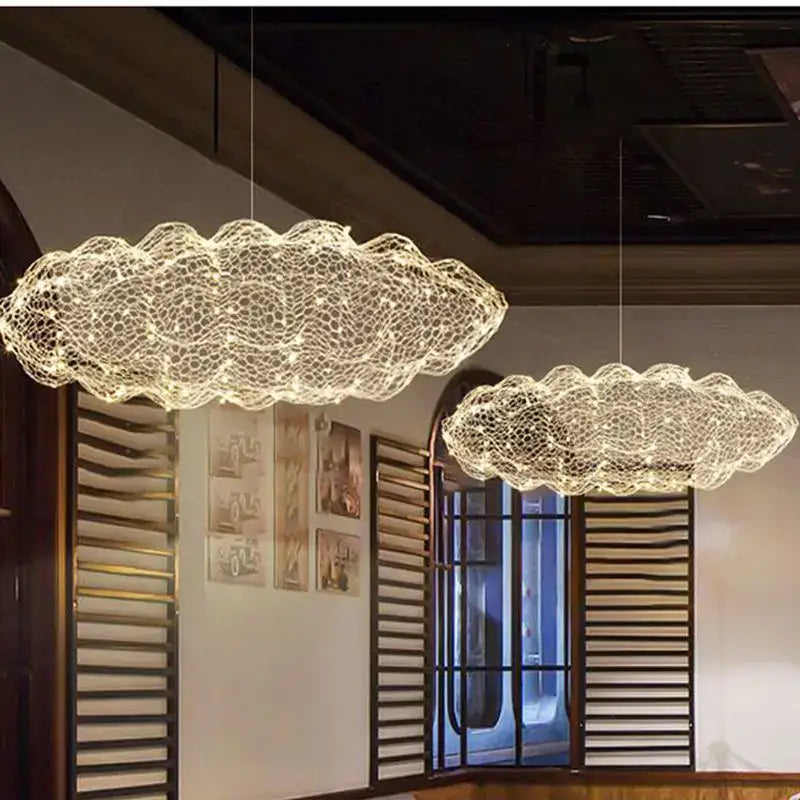 Modern gold mesh cloud pendant lights – dining room led lighting
