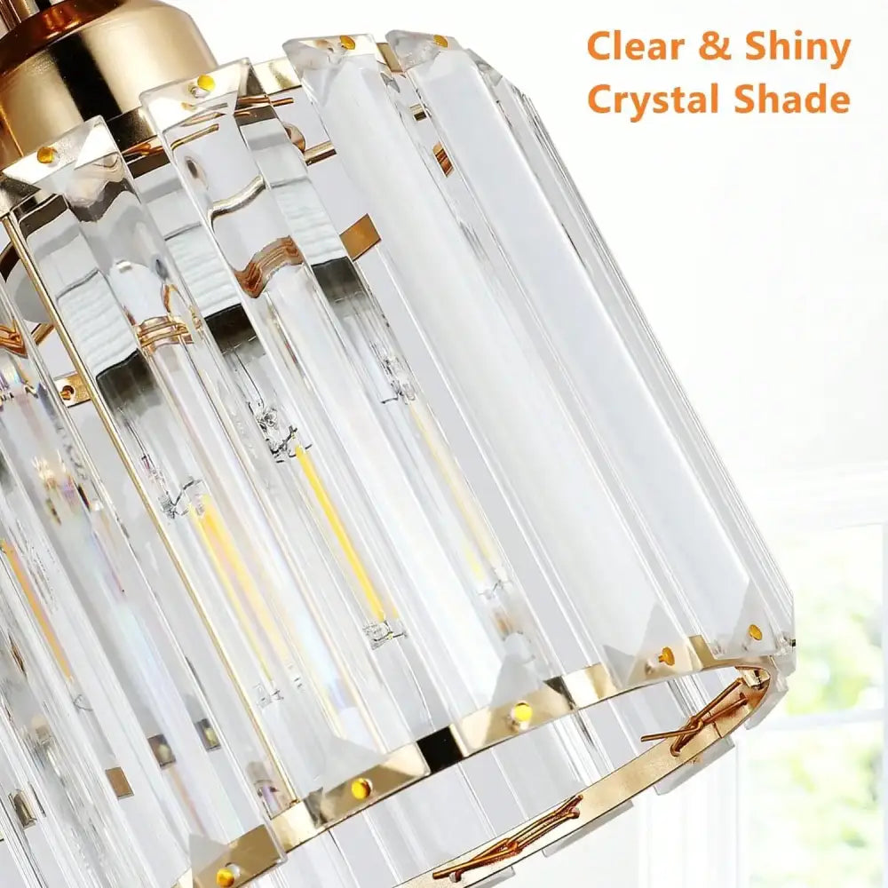 Gold crystal three light semi mount ceiling light bedroom