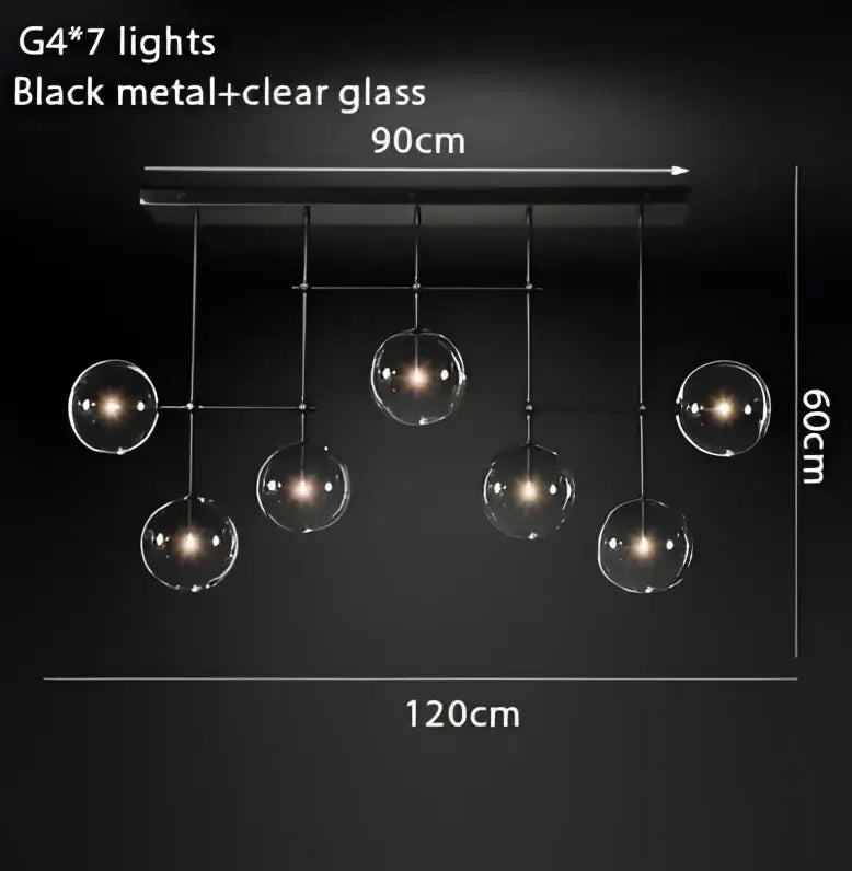 Modern gold glass bubble starburst chandelier dining room light