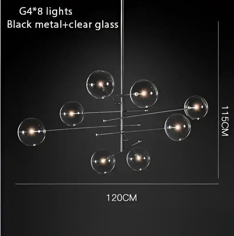 Modern gold glass bubble starburst chandelier dining room light