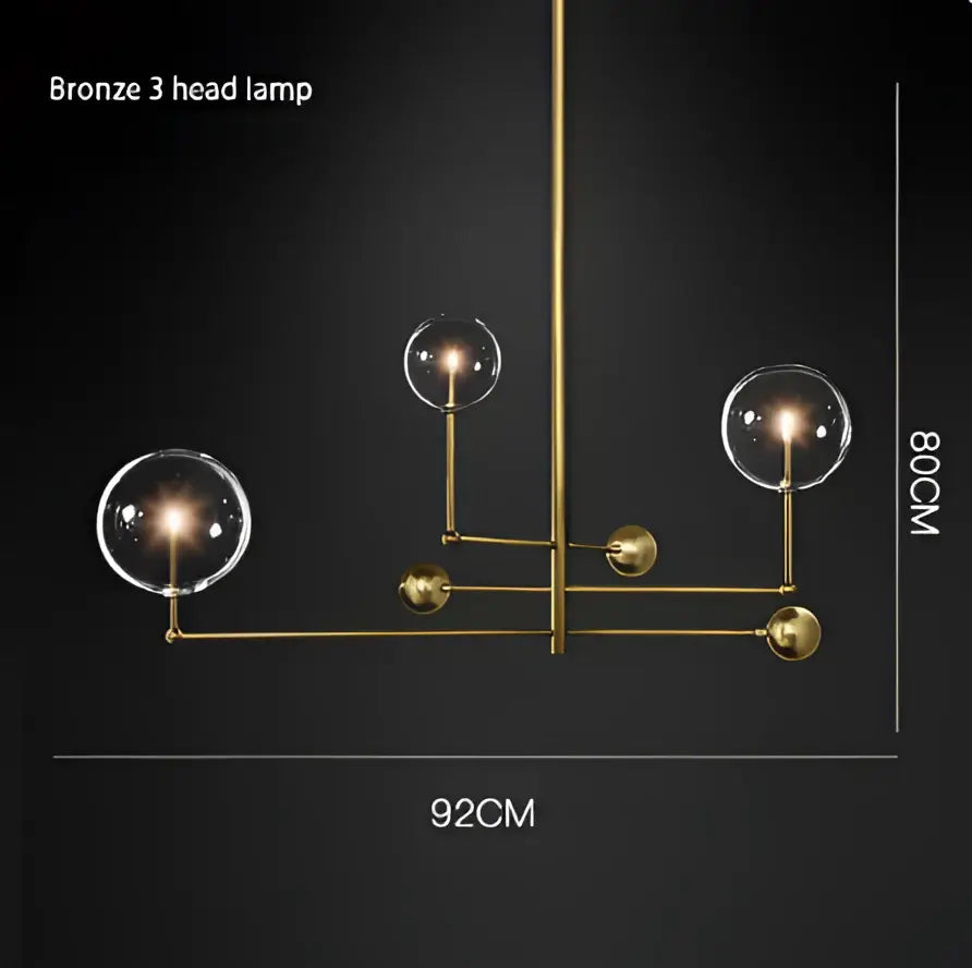 Modern gold glass bubble starburst chandelier dining room light