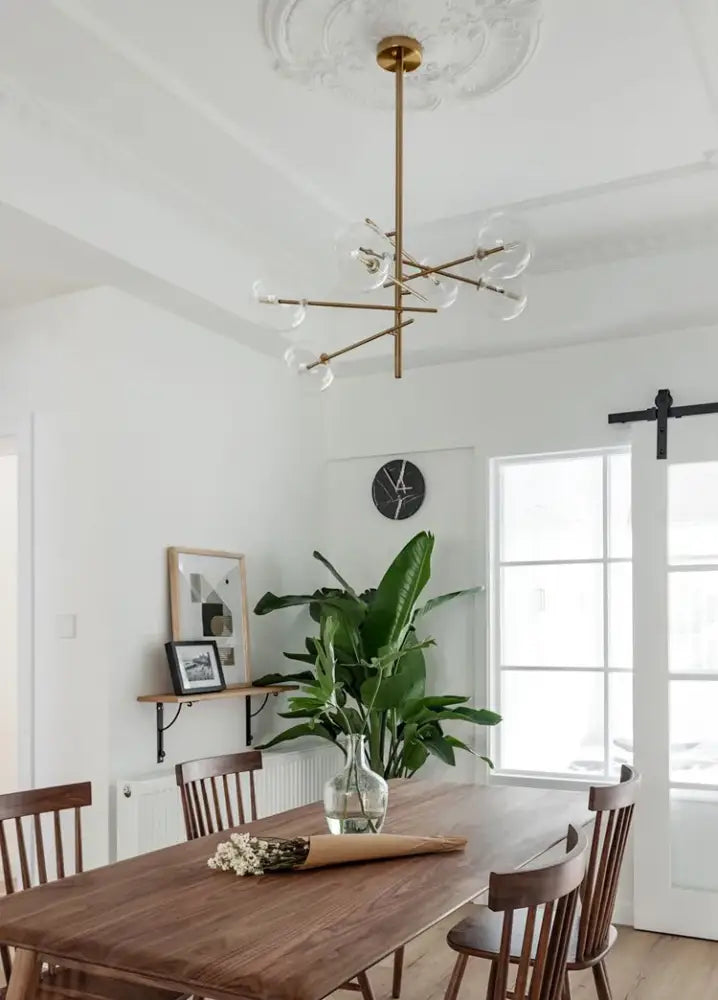 Modern gold glass bubble starburst chandelier dining room light