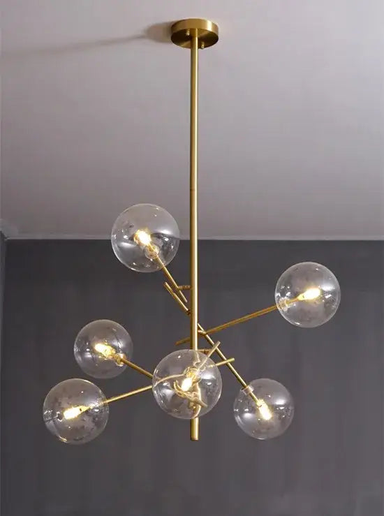 Modern gold glass bubble starburst chandelier dining room light