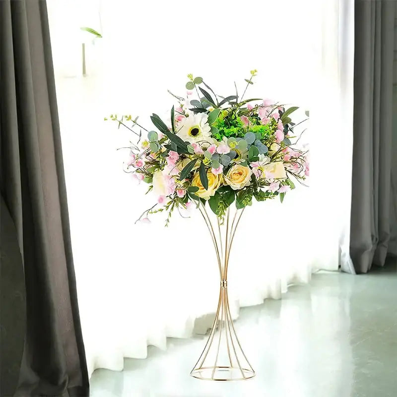 Elegant gold iron flower vases wedding dining room pedestal stands