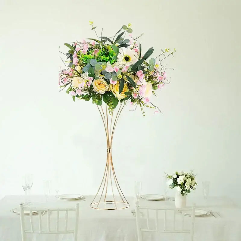 Elegant gold iron flower vases wedding dining room pedestal stands