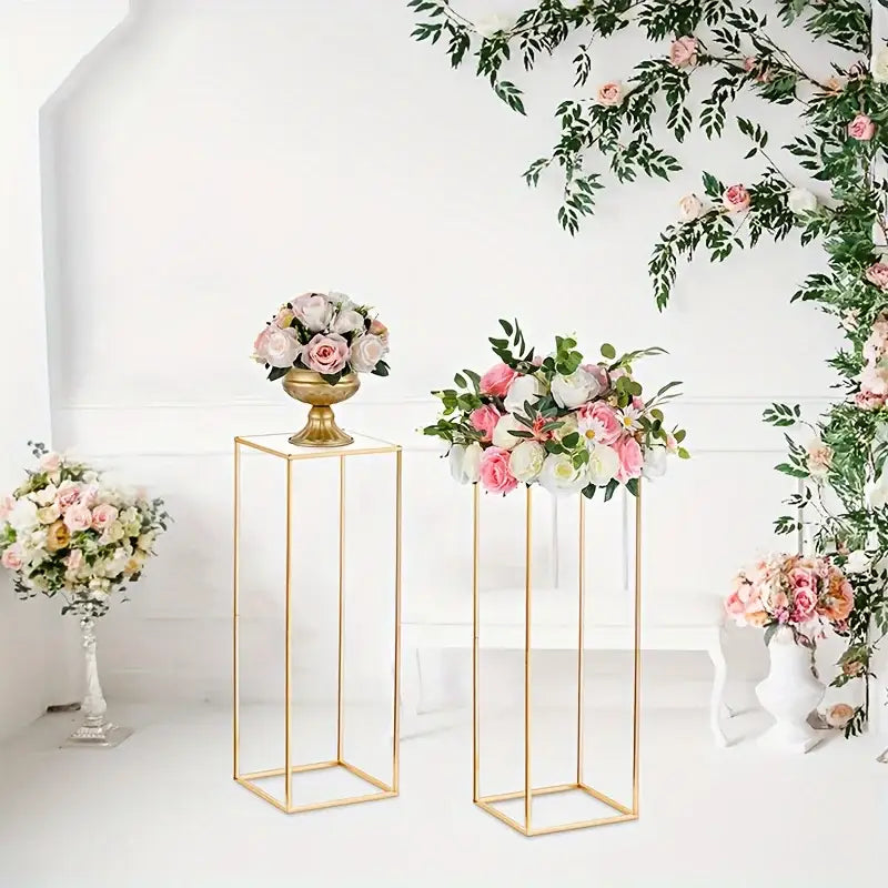 Geometric gold metal vase flower stand – living room decor