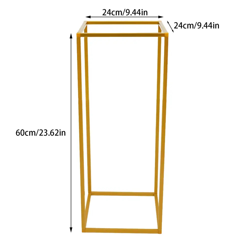 Gold metal wedding flower stand set with pink roses for dining room