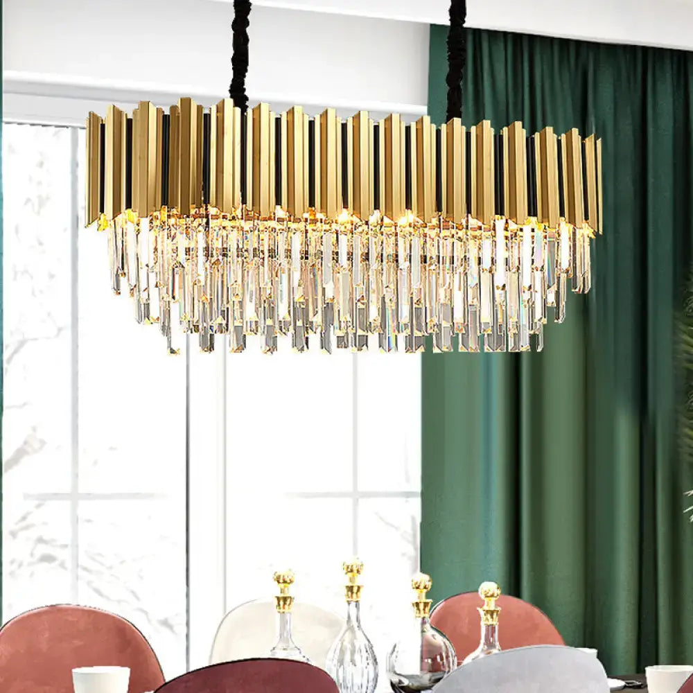Postmodern gold crystal rod island light kitchen chandelier