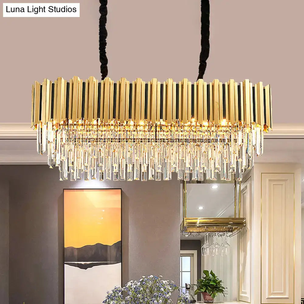 Postmodern gold crystal rod island light kitchen chandelier