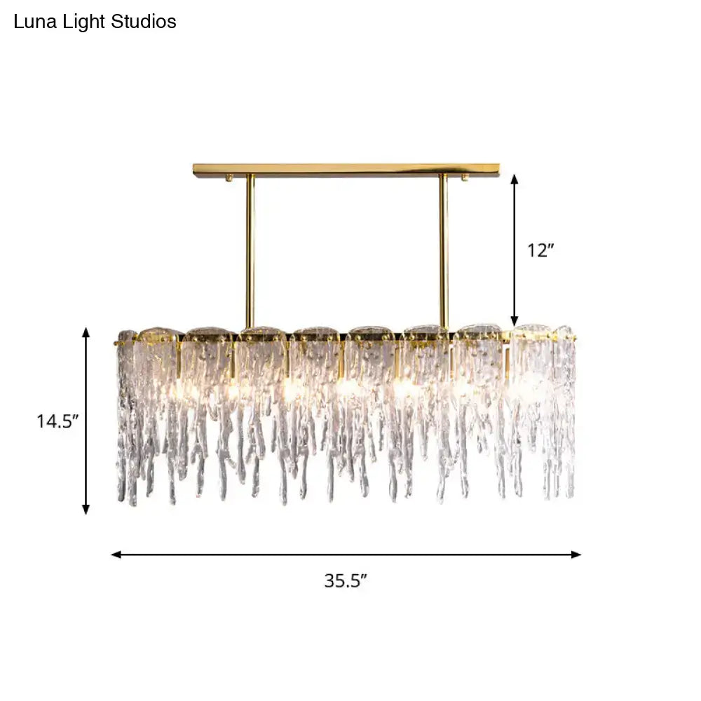 Minimalist gold clear crystal oval island ceiling light dining room