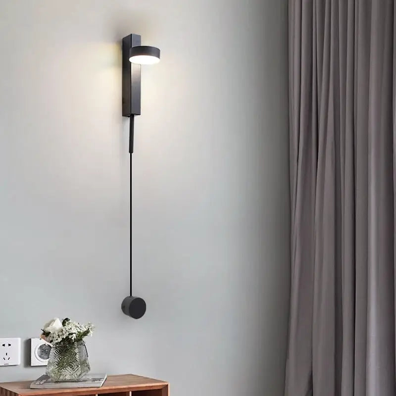 Minimalist black & brushed brass wall lamps bedroom dimmer switch