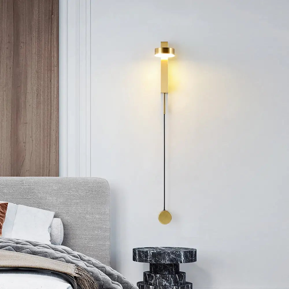 Minimalist black & brushed brass wall lamps bedroom dimmer switch