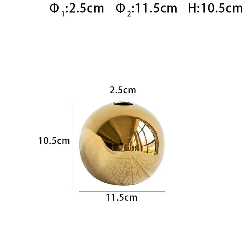 Glossy golden ball ceramic vase set living room decor