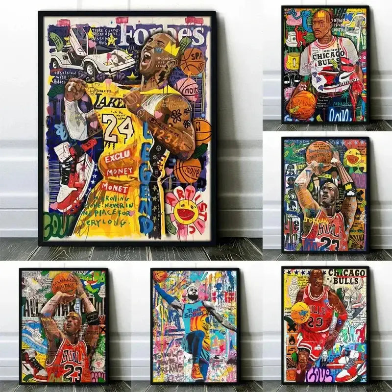 Graffiti basketball kobe bryant framed poster bedroom wall art