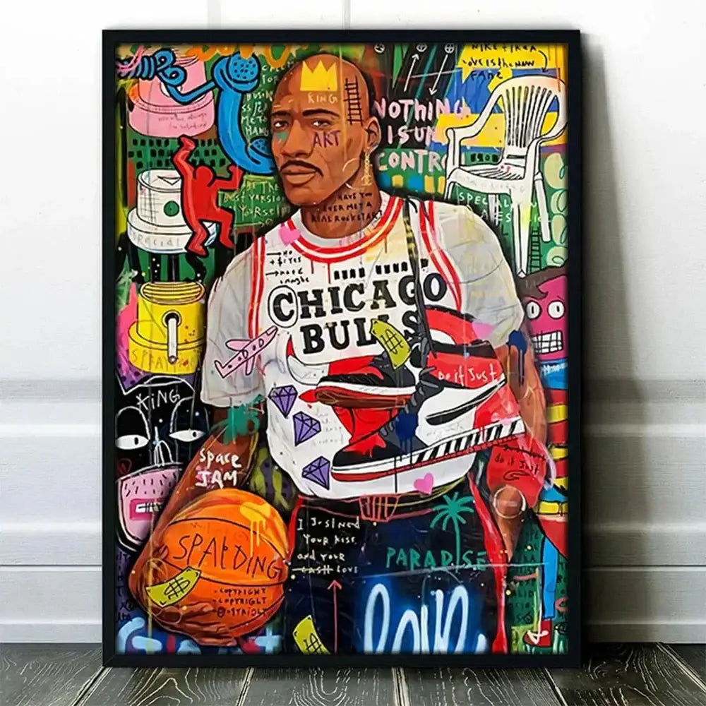 Graffiti basketball kobe bryant framed poster bedroom wall art