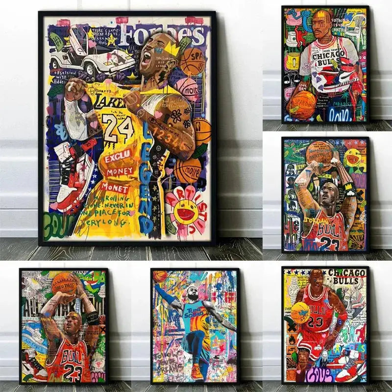 Graffiti basketball kobe bryant framed poster bedroom wall art
