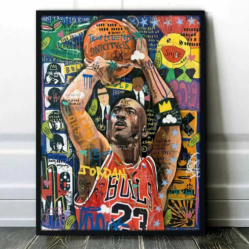 Graffiti basketball kobe bryant framed poster bedroom wall art