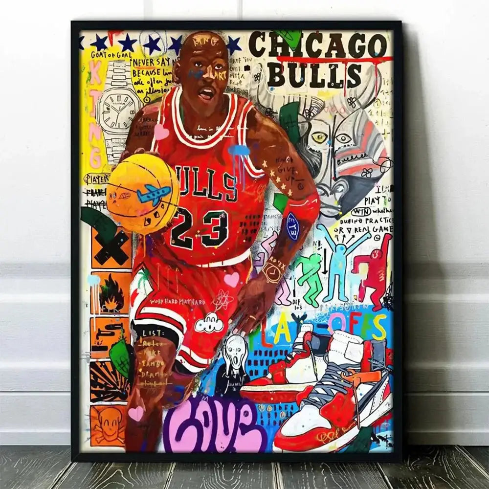 Graffiti basketball kobe bryant framed poster bedroom wall art