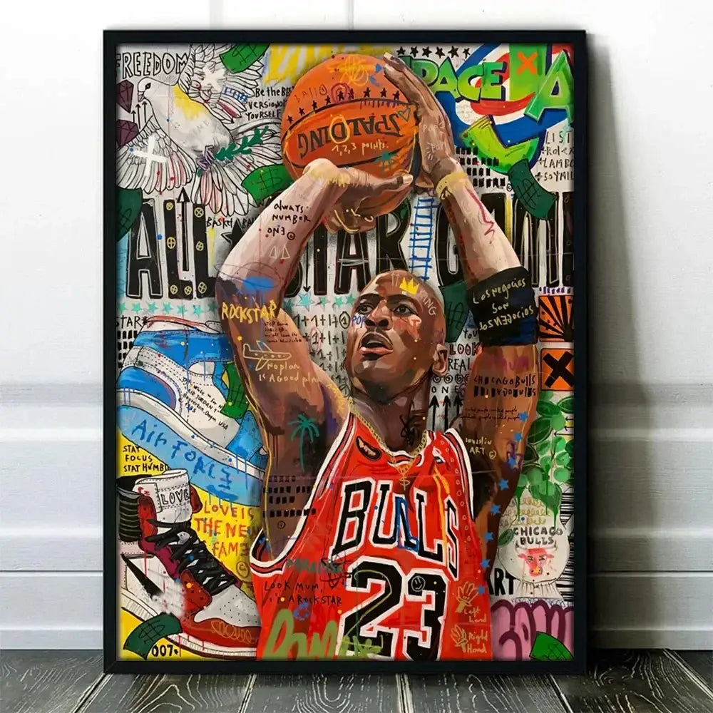 Graffiti basketball kobe bryant framed poster bedroom wall art