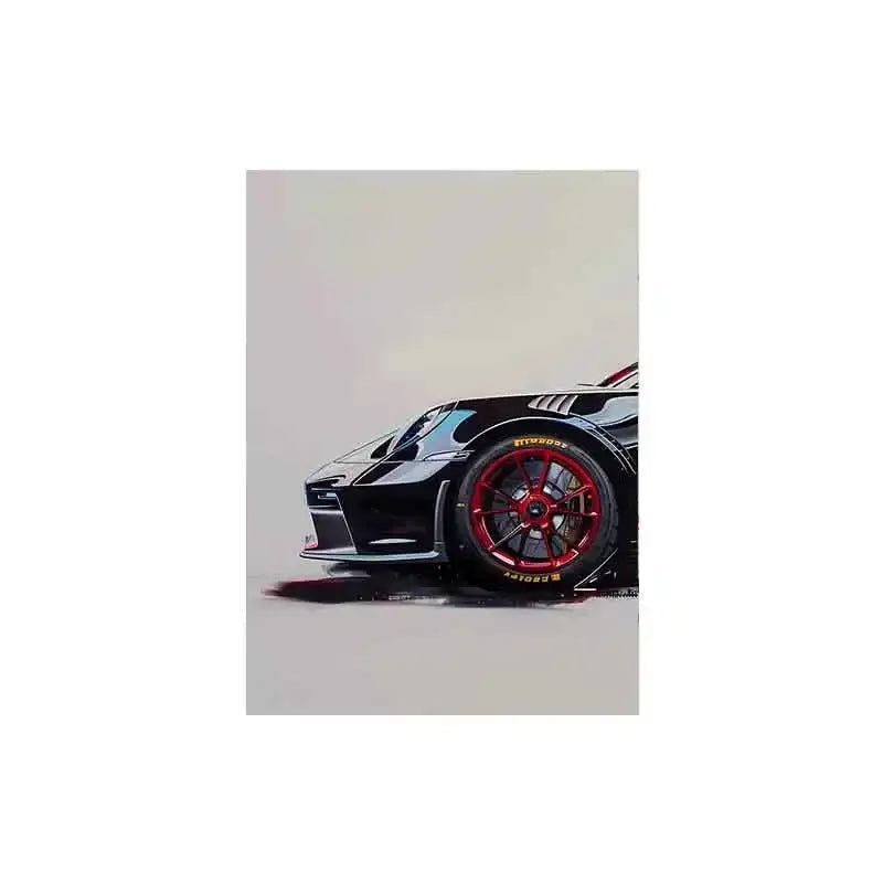 Modern black & red gt3 rs graffiti wall art living room triptych