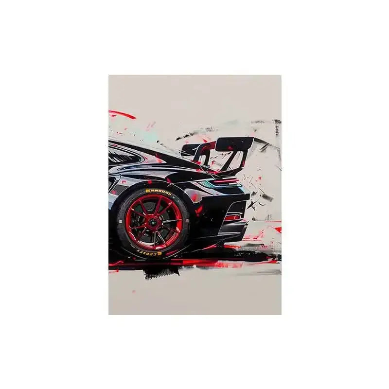 Modern black & red gt3 rs graffiti wall art living room triptych
