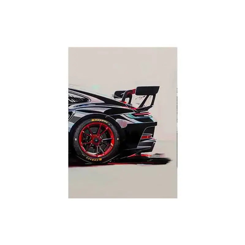 Modern black & red gt3 rs graffiti wall art living room triptych