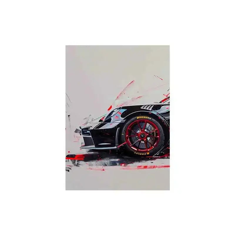 Modern black & red gt3 rs graffiti wall art living room triptych