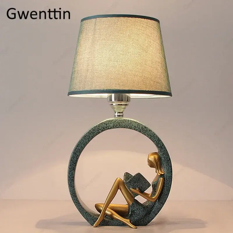 Decorbites guitar girl table lamp for bedroom reading light