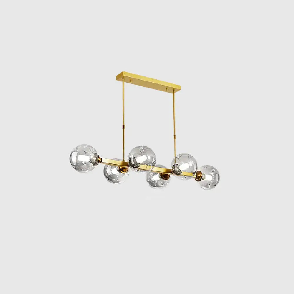 Modern black & gold hand-blown dimpled glass chandelier dining room