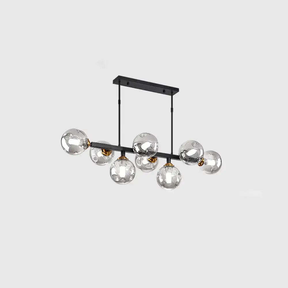Modern black & gold hand-blown dimpled glass chandelier dining room
