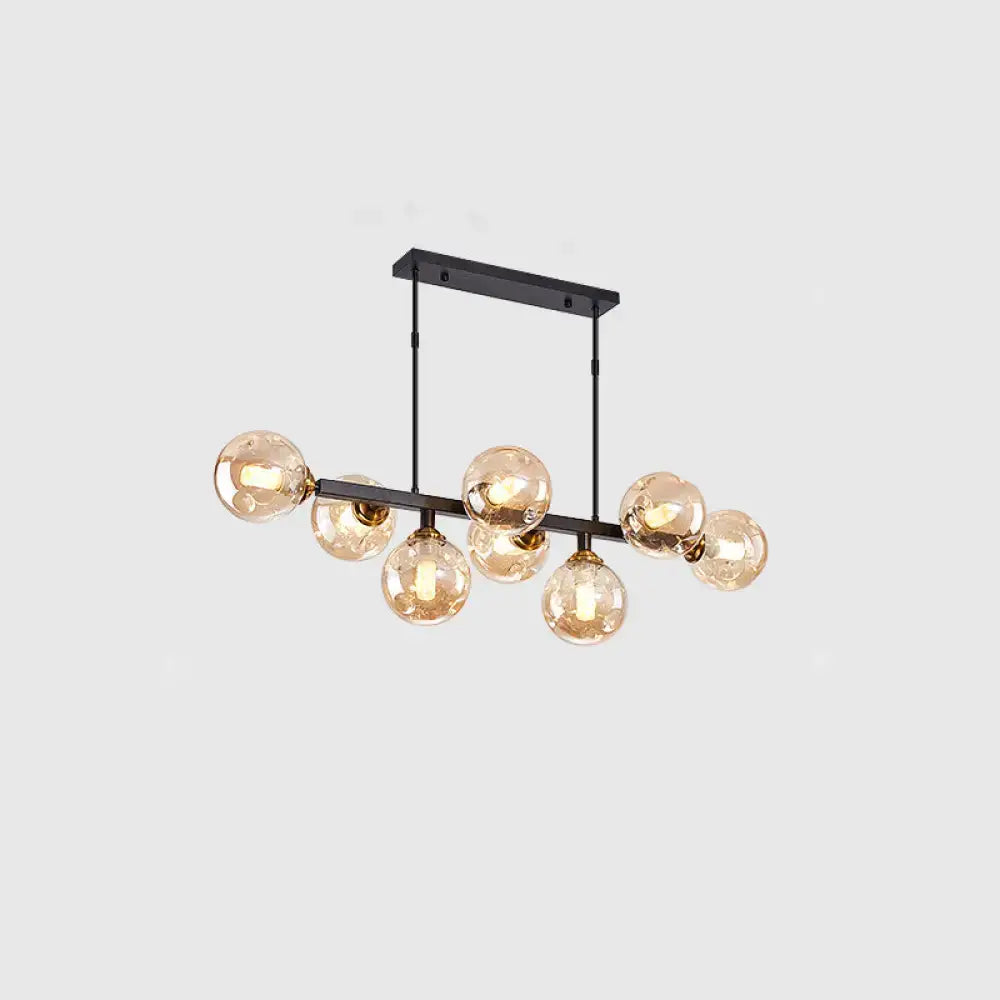 Modern black & gold hand-blown dimpled glass chandelier dining room