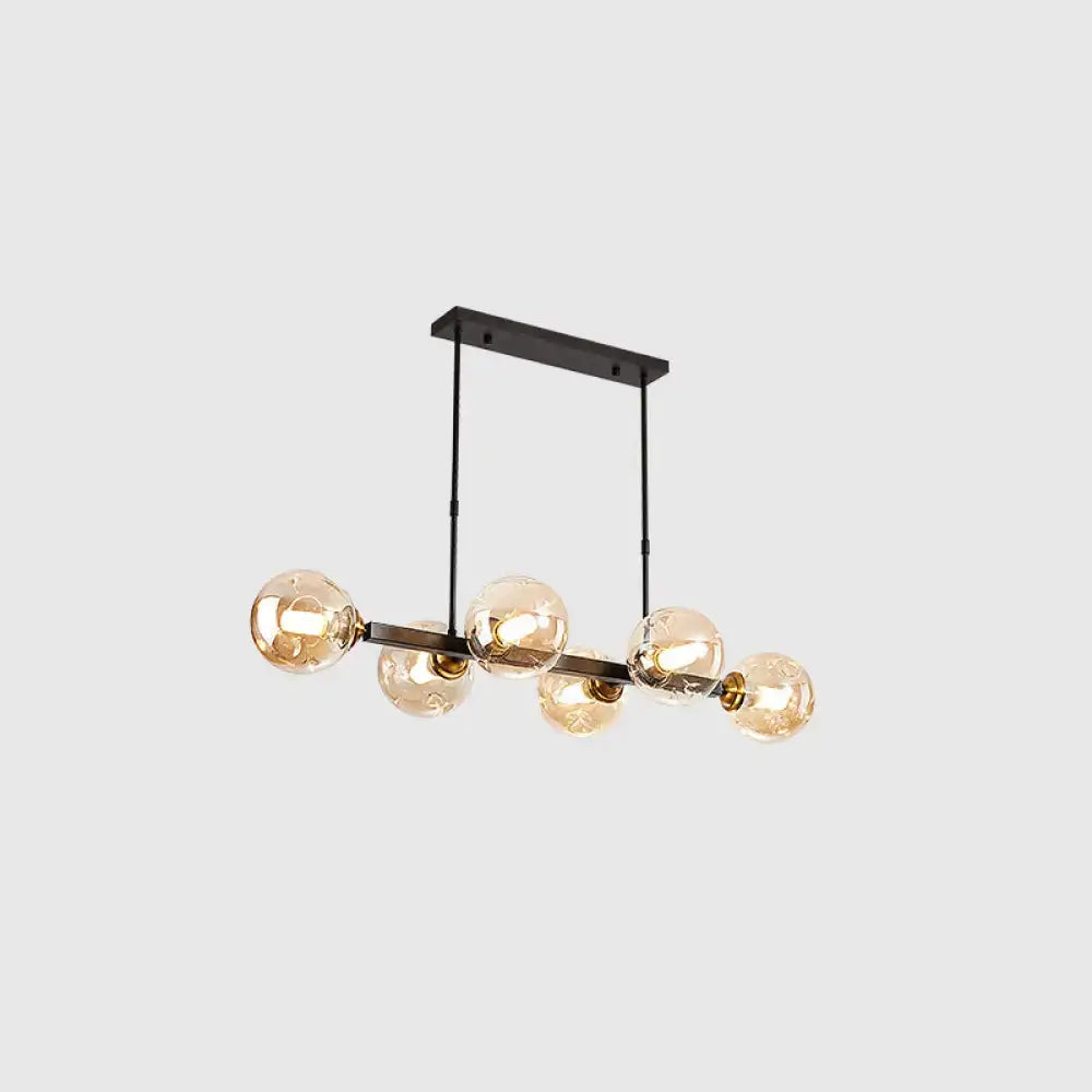 Modern black & gold hand-blown dimpled glass chandelier dining room
