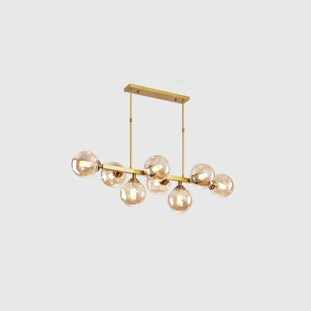 Modern black & gold hand-blown dimpled glass chandelier dining room
