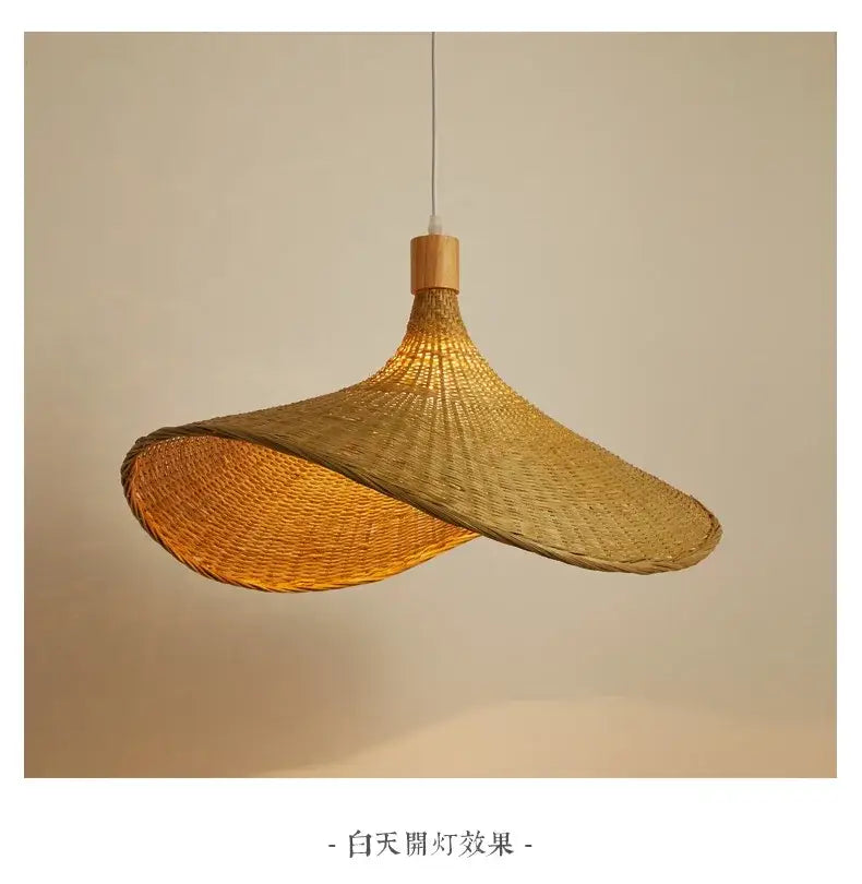 Boho natural bamboo pendant ceiling light dining room woven lamp