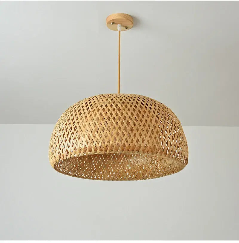 Boho natural bamboo pendant ceiling light dining room woven lamp