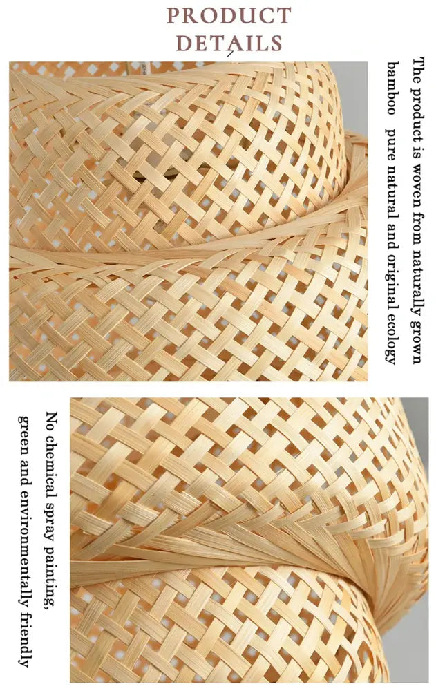 Hand-woven bamboo lantern pendant light – dining room dome chandelier