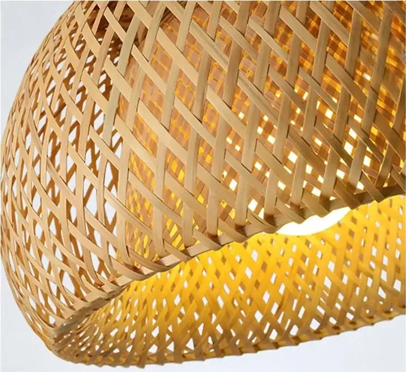 Hand-woven bamboo lantern pendant light – dining room dome chandelier