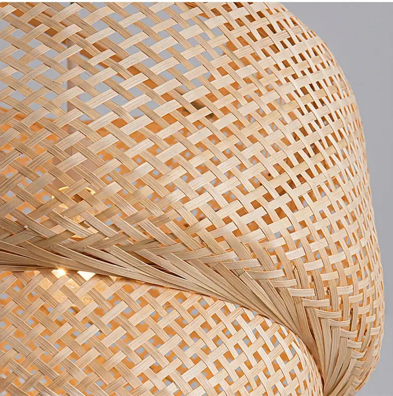 Handcrafted tiered natural bamboo pendant lamp for dining room