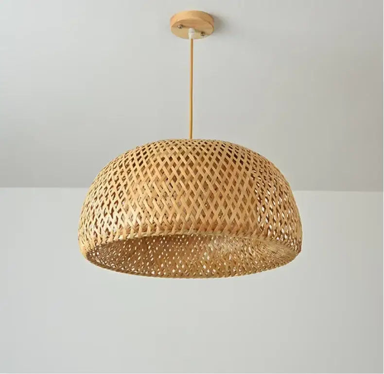 Handcrafted tiered natural bamboo pendant lamp for dining room