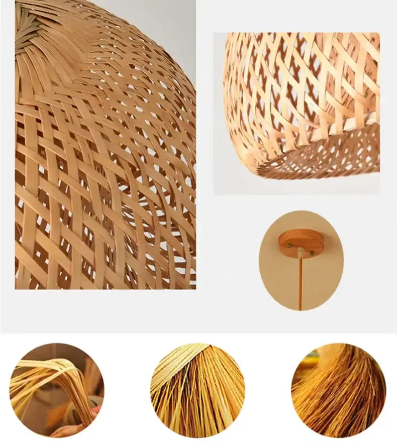 Handcrafted tiered natural bamboo pendant lamp for dining room