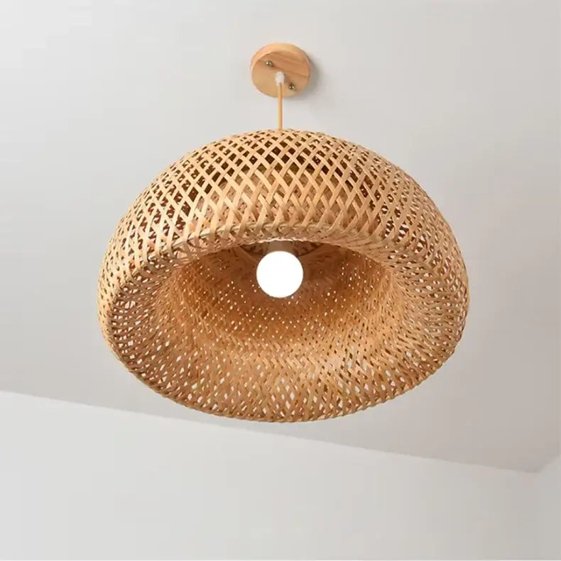 Handcrafted tiered natural bamboo pendant lamp for dining room