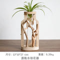 Natural handcrafted wooden vase with glass for living room home decor